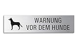 OFFORM DESIGN Schild - Warnung vor dem Hunde | Türschild aus Edelstahl 160 x 40 mm selbstklebend | Original Nr.27173