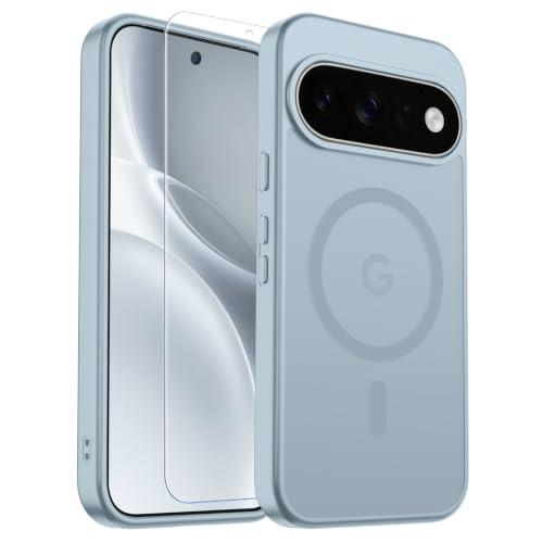 Image of SUPFINE Magnetic for Google Pixel 11 Case - Sliver Blue | With Screen Protector,Translucent Matte,Built-in Magnets,Military Grade Drop Protection,Shockproof Phone Cover