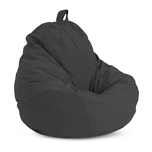 YORKING Bean Bag Chair Cover 90x110cm NO Filler Chair Sofa Cover Lazy Sofa Storage Chair Seat for Adults and Kids (Dark Grey)