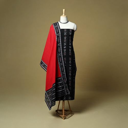 Image of Elegant Sambalpuri Ikat Cotton Dress Material for Women Ethnic Collection