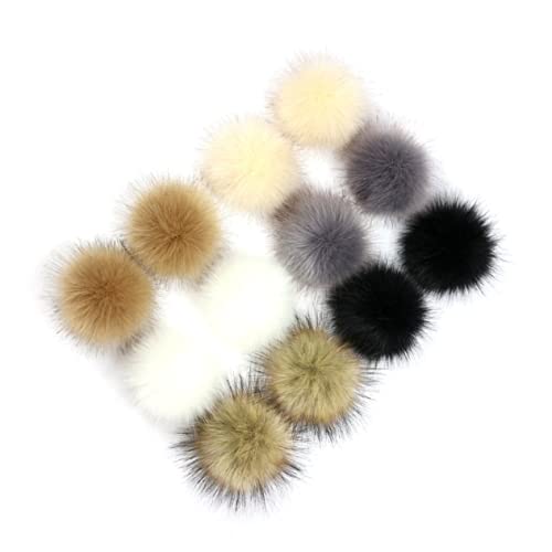 WEKAMOS 12 Piezas Bolas de Pompón de Pelo Sintético Botón para Decorar Sombreros Bufandas Bolsos y Accesorios