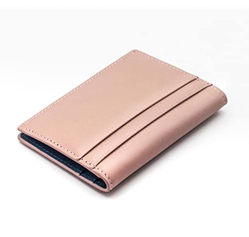 Image of The Tanned Cow- Slim Minimalist Cardholder Wallet for Men Women, Mini Thin Leather Bifold, Compact, Front Pocket Credit Card Holder with RFID Blocking,Gift Box (Napa leather, Rose Quartz /Blue Grey)