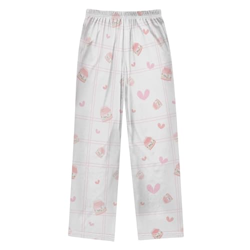 Strawberry Milk Boys Pants Boys Athletic Pants Long Pant for Boywith Pockets Wide-Leg Size 6-14Y2