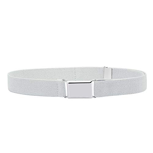Buyless Fashion Kids Toddlers Baby Adjustable Elastic Stretch Belt with Silver Buckle - 5101-Gray