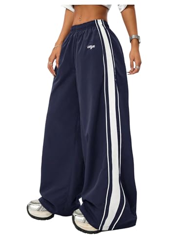 SOLY HUX Women's Baggy Sweatpants Casual Sports Wide Leg Parachute Hip Hop Pants Streetwear