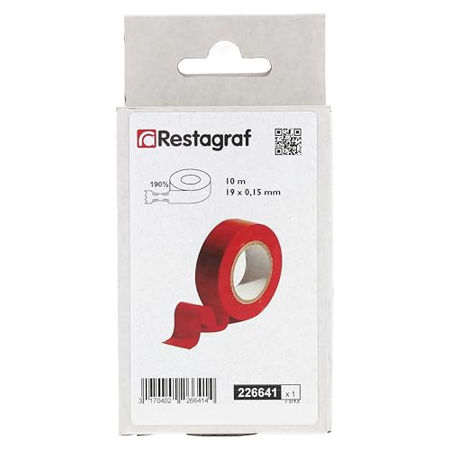 Restagraf PVC-Klebeband in Blisterverpackung, 10 m x 19 mm x 0,15 mm, Rot, 1 Stück