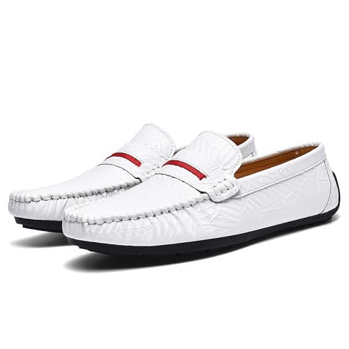 Men's Loafers Slip on Shoes Driving Shoes Casual Penny Loafers for Men,White,92