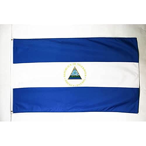 Image of AZ FLAG - Nicaragua Flag - 2x3 Ft - 100D Polyester Nicaraguan Banner with Two Metal Grommets - Fade Resistant - Vivid Colors - 2' x 3' Feet - 90x60 Cm