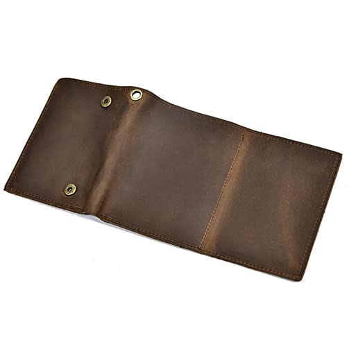 Men's Chain Wallet Men's Retro Cowhide Short Three Fold Men's Wallet Clip Coin Pocket Money Bag with Chain Brown Wallets4