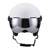 Snowboardhelm – stoßfeste Mütze mit Schutzbrille, atmungsaktiver stoßfester Helm, integrierter Sicherheitsschutz, Sieben Belüftungslöcher | für Männer Frauen Skifahrer Erwachsene Snowboarder Downhill