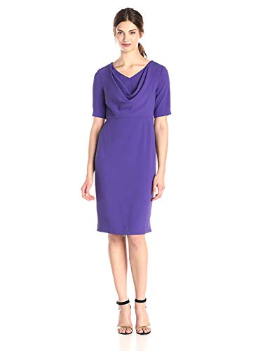 Anne Klein Women's Short Sleeve Cowl Neck Sheath Dress