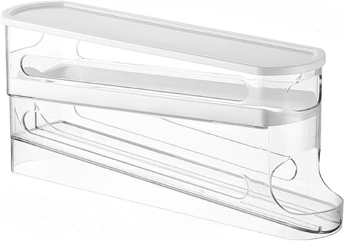 ChoyClit 2段 自動 ローリング 卵ケース 冷蔵庫用 エッグ ホル 卵入れ ダー たまごケース エッグ ホルダー 冷蔵庫 卵収納ケース冷蔵庫用卵容器ローリングエッグディスペンサー卵冷蔵庫オーガナイザ (とうめいしょく)