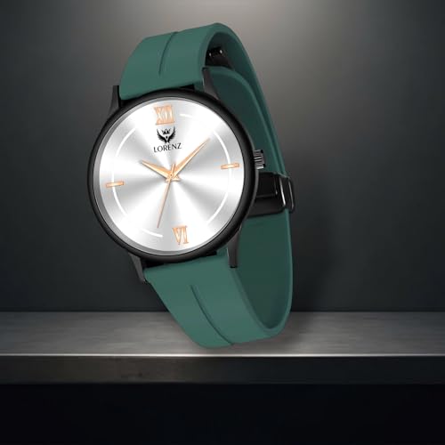 Image of LORENZ Silicone Slim Case Analog Watch with Green Magnetic Lock Strap|Watch for Men & Women| Mk-4068R
