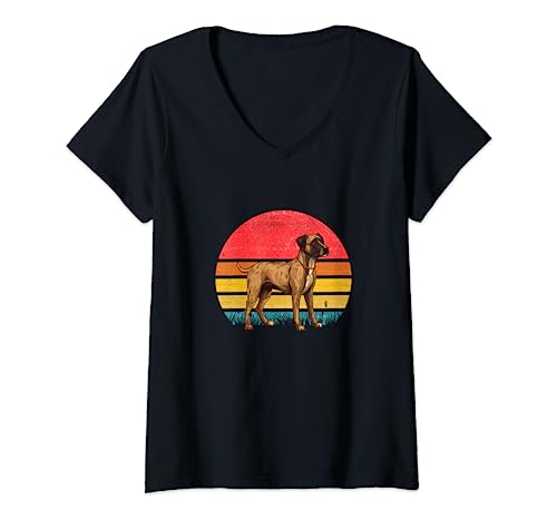 Diseño retro para perro Treeing Tennessee Brindle Sunset, diseño vintage Camiseta Cuello V