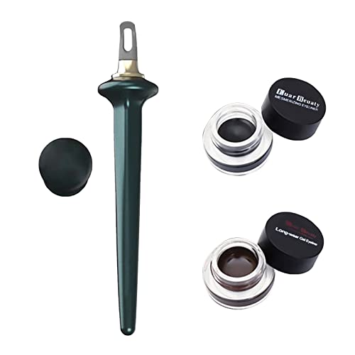 Hyper Easy Liquid Eyeliner Set, Long-Wear EyeLiner Guide Wand, Anti-shake Design EyeLiner, No-Skip Eyeliner Set, Easy to Hold Handle with Soft Flexible Precision Tip, Create A Delicate Contour (Eyeliner + 2 Colors)