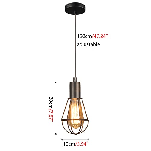Lustre Edison vintage cage en fer noir pour éclairage de restaurant