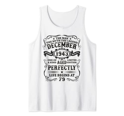 Vintage 79 Años Cumpleaños Hombre Leyenda Diciembre 1943 Camiseta sin Mangas
