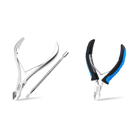 Cuticle Trimmer with Pusher & Nipper with Non-Slip Grip Handle Professional Stainless Steel Cuticle Cutter Sharp Blades Double Spring Cuticle Nippers for Nail Care Pedicure Manicure Nail Tools (Silver Cover