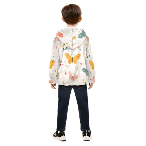 Cartoon Butterfly Girls Fleece Jacket Girls Fall Jacket Girls Zip Up Hoodie Girls Sherpa Jacket 2-10T4