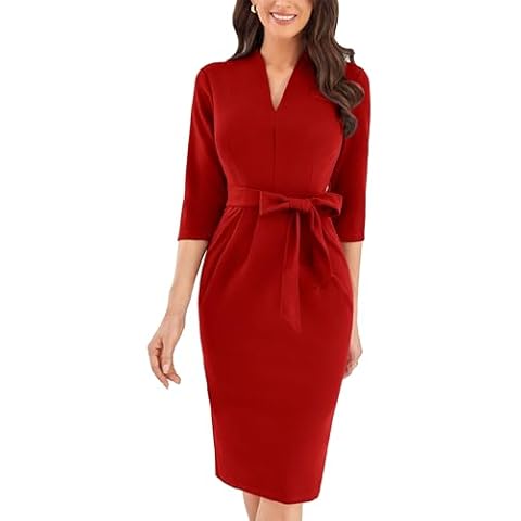 GRACE KARIN Women's V-Neck Dress with Pockets Cover