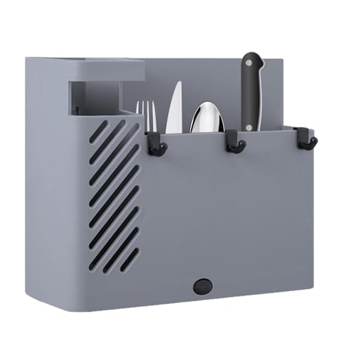 Ghjkldha Wall Utensils Chopsticks Holder, No Punching Kitchen Wall Rack, Convenient Household Organization Cutlery Silverware Basket for Forks and Fruit , Punching Kitchen Wall Chopsticks Holder,