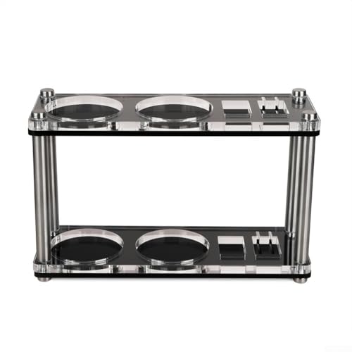 Portafiltro de café, estante acrílico transparente para herramientas de 51 mm, 54 mm, 58 mm, almacenamiento multifuncional para anillos dosificadores (doble capa)