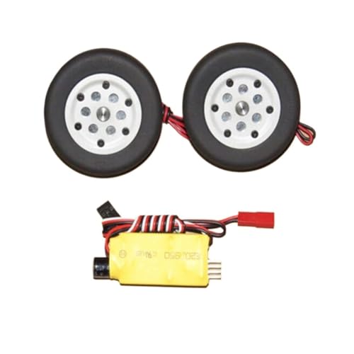 Système de roue frein avec arbre d'essieu 4mm et pneu blanc 50mm pour avion RC