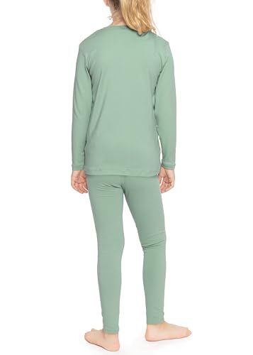 Image of STRETCH IS COMFORT Girls 2 Piece Hoodie Short Sleeve Long Sleeve Crew Neck Top and Leggings Set Kids Thermals Underwear Set