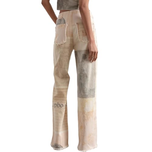 Wide Leg Jeans for Women Trendy High Waisted Colorblock Print Straight Denim Pants Y2k Streetwear3