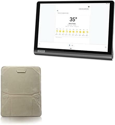 BoxWave Case Compatible with Lenovo Yoga Smart Tab Row - Velvet Pouch Stand, Velour Slip Sleeve Built-in Foldable Kickstand - Tan image 2