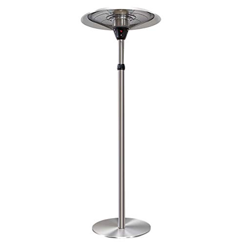 Elektro Heizstrahler Terrassenstrahler, Anhebbar DREI Temperaturstufen Einstellbar Silber Regenschirmform Rostfreier Stahl Wasserdicht