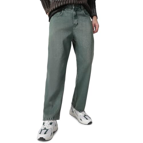 Image of Neostreak Men's Loose Baggy Fit Heavy Washed Jeans Non-Stretchable