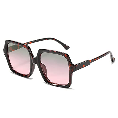 Lunettes de soleil UV400 grand carré contre les éblouissements - Style rose léopard