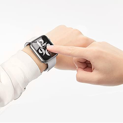 Misxi 2 Pack Hard PC Case with Tempered Glass Screen Protector Compatible with Apple Watch Series 9 (2023) Series 8 Series 7 41mm, Ultra-Thin Cover for iWatch S9/S8/S7, 1 Silver + 1 Transparent