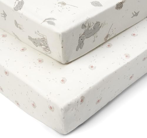 Image of Tutti Bambini Cot Bed Fitted Sheets 2-Pack | 100% Organic Cotton, Fits 70x140cm Mattresses | Cocoon