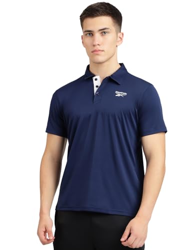 Image of Reebok Men's Cotton Blend Sports Polo T-Shirt - Breathable Soft Half Sleeve Collar Tee for Men | Polo Tshirt for Men | Gym Casual Active