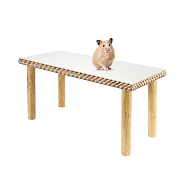 Mardili Kleintierständer aus Holz, wasserdichte Oberfläche mit Säulen, natürliches Spielzeug, Käfigzubehör für Hamster, Eichhörnchen, Rennmäuse, Chinchillas, Papageien und Haustiervögel