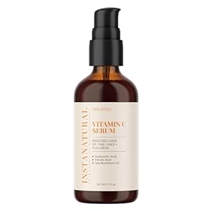 InstaNatural Vitamin C Face Serum with Hyaluronic Acid & Ferulic Acid | Brightening & Hydrating Formula for Radiant, Smooth-Looking Skin – 2 FL Oz