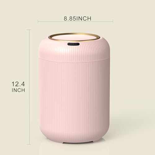 Image of Smart Bathroom Trash Can with Lid，3 Gallon Bathroom Garbage Can Automatic Touchless，Motion Sensor Trashcan, Baby Diaper Trash Bin, Mini Pink Waste Basket for Bedroom, Kitchen, Restroom, Office