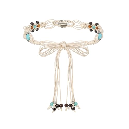 Boho Western Belts for Woman Vintage Turquoise Belt Braid Western Belt for Dress Jean