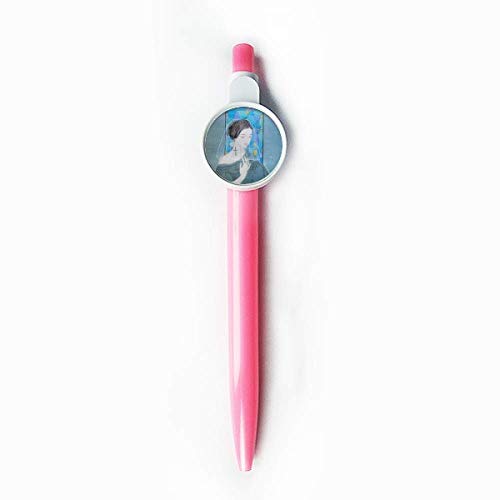 Stylo rétractable bleu fil blanc peinture chinoise dessin art Blue Beauty