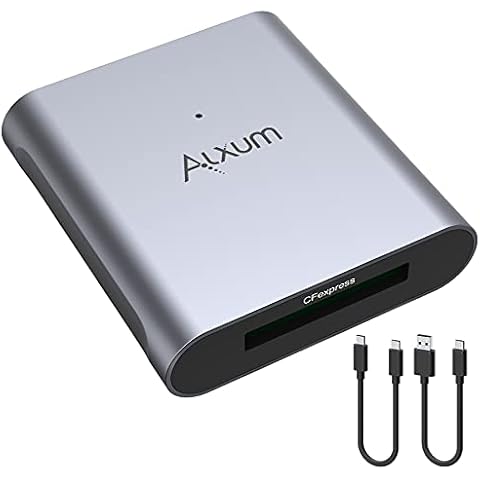 Alxum CFexpress Card Reader,USB C 3.1 Gen 2 to CFexpress Type B Card Adapter up to 10Gbps, with C to C and C to A USB Cables, Support Android/Windows/Mac OS/Linux Cover
