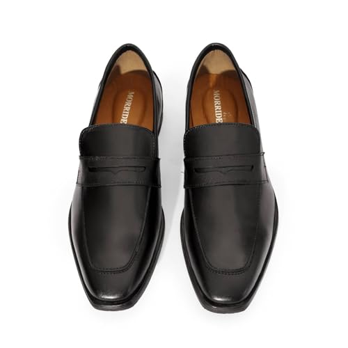 Image of Classic Genuine Leather Formal Penny Loafers for Men | Premium Formal Slip-On Shoes | Cushioned Comfort | Lightweight TPR Sole | Office & Business Wear