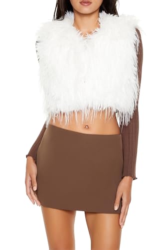 Forever 21 Women's Shaggy Faux Fur Cropped Vest
