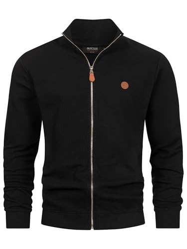 Indicode Hombres INGuadalupe Cárdigan Chaqueta de punto de algodón | Suéter con puños acanalados Jersey para hombres, Negro , L