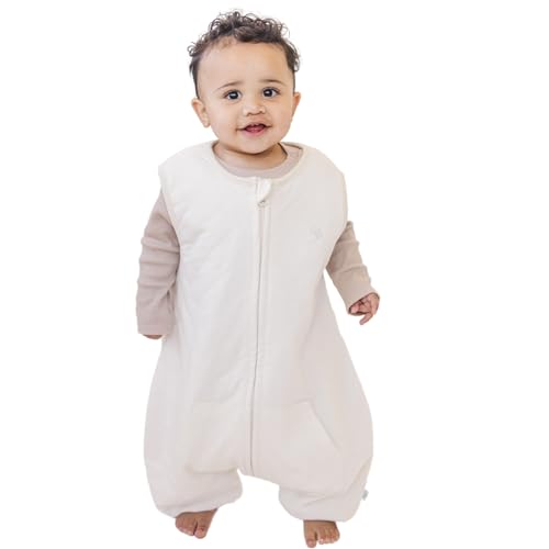 Image of Tealbee Dreamsuit Toddler Sleep Sack with Feet - Walker Sleep Bag with Legs, Rayon made from Bamboo, All Season 1.2 TOG, 2-Way Zipper, 3T-4T - Undyed