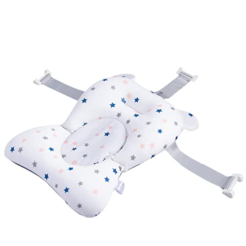 Image of Baby Bath Cushion Pad Newborn Bathtub Mat Infant Bath Supporter Net Baby Bathtub Pillow Non-Slip Floating Bathing Tub Seat (White Star, 28cm*43cm*26cm)