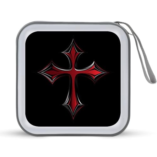Bloody Iron Cross CD Case Portable DVD Holder Storage Organizer for Home Travel
