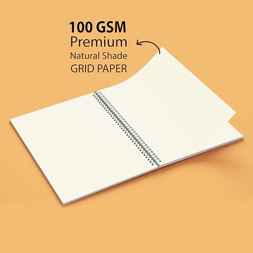 Image of PaperO A4 100 GSM Square Grid Notebook | 5mm Graph Pages | 100 Pages | Kraft Cover | 8.5 x 11 Inches | Ideal for Architects, Designers & Students (Red Grid)