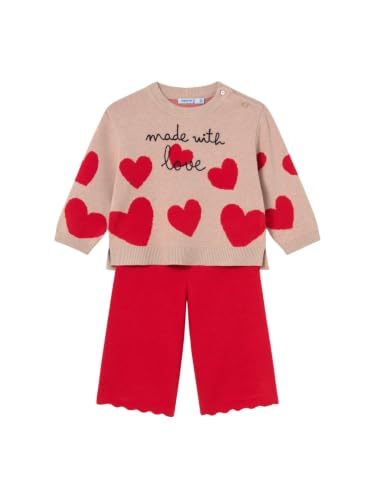 Conjunto de pantalón de tricot para bebé niña: dulzura en rojo